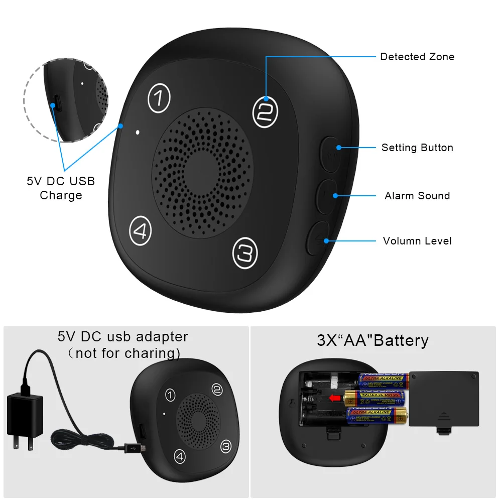 Motion Sensor Solar Driveway Wireless PIR Sensor Home Alarm System 1 2 3 4 Signal Receiving Host Set