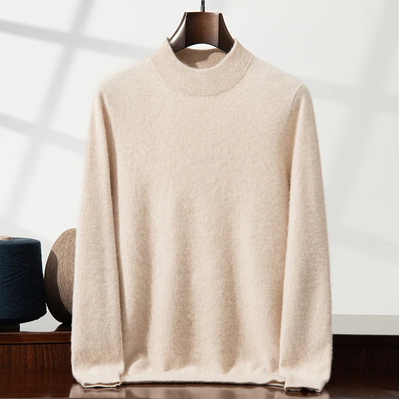 Cashmere Sweater Men's Cashmere Half Turtleneck Round Neck Pullover Sweater Autumn Winter Men Clothes