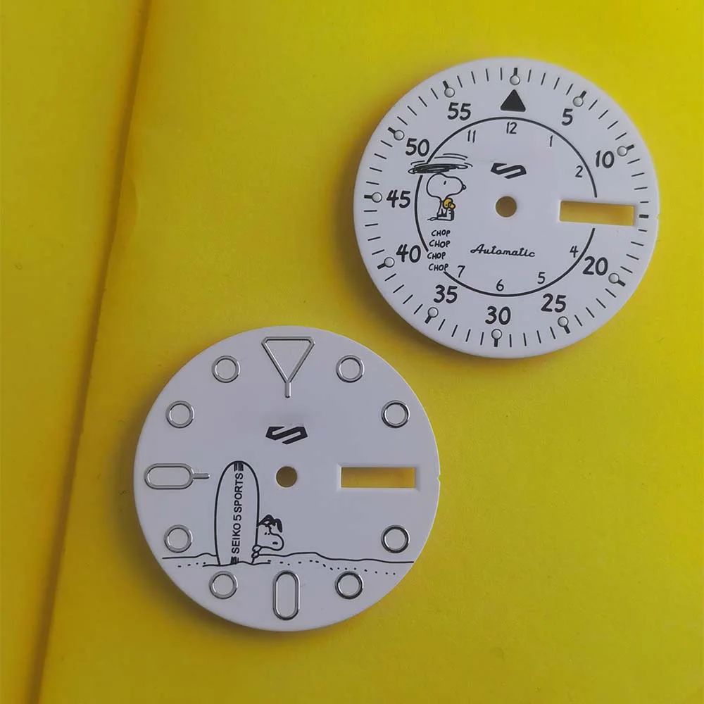 

New NH36 dial diameter 28.5mm green luminous cartoon dog mechanical watch NH36a literal watch accessories