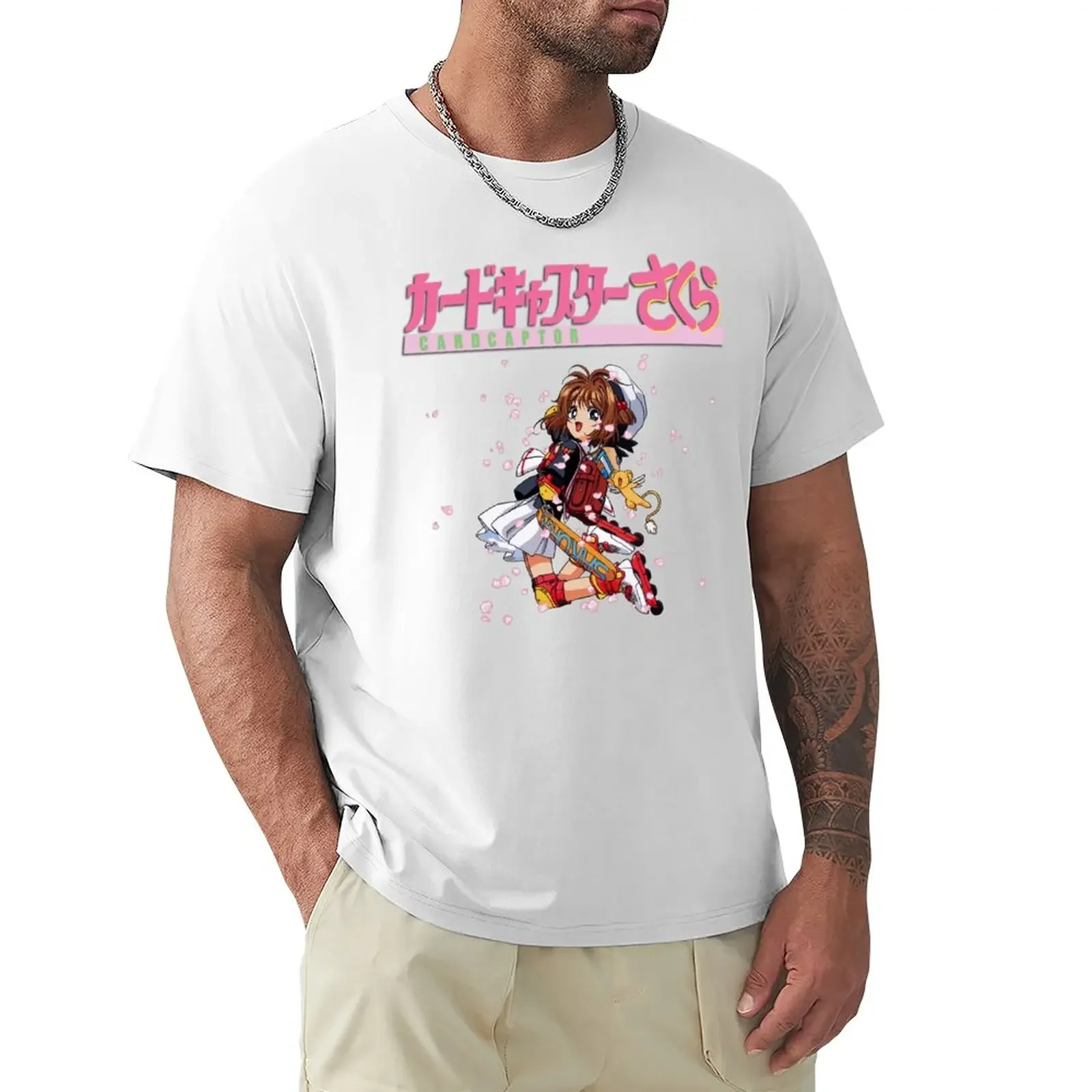 Cardcaptor Sakura Roller Skates Logo T-Shirt summer tops anime plus sizes Men's t-shirt