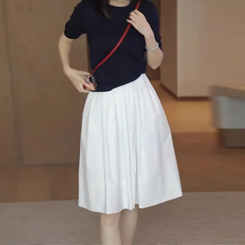 

Women's Summer Thin High-Waisted Elegant Fashion Slimming Petite A-Line Skirt Loose Fit Temperament Skirt