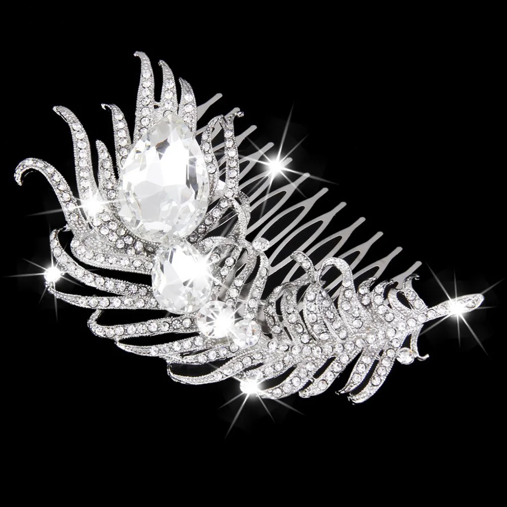

Elegant Hair Combs 10x6cm Silver Hard Alloy Rhinestone Pearl Design Easy Wear Wedding Prom Party Accessories Stylish