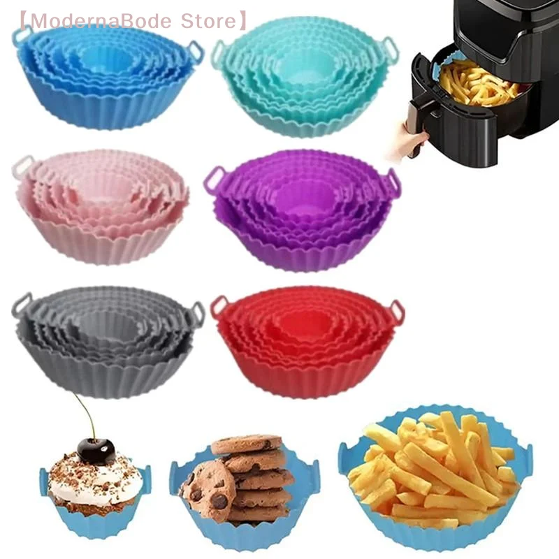 【M】Air Fryer Silicone Tray Baking Mat Fried Basket Liner Pot Holder Grill Pan Replacement Bakeware Pizza Pan For Healthy Cooking view 2