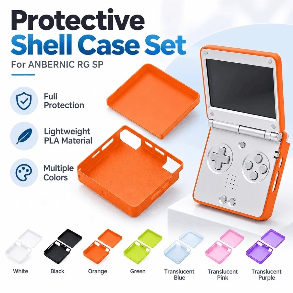 3D Printed PLA Handheld Game Console Case Replacement Upper Lower Shell Set Protective Cover for ANBERNIC RG SP