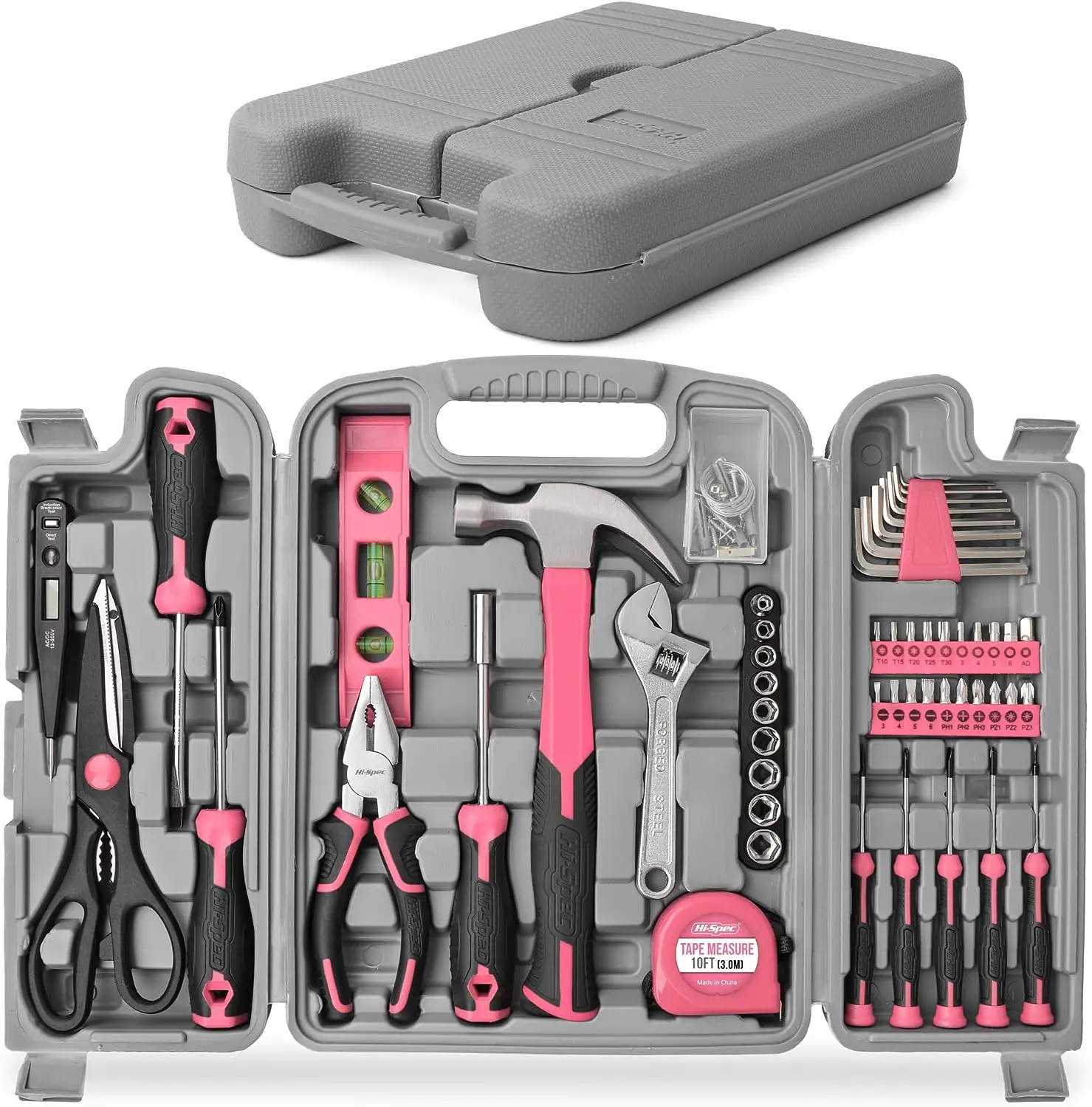 

Hi-Spec 40PC Pink Lady Home ToolBox Set Household Hand Repairing Tool Kit Hammer Wire Cutter Wrench Screw Tape Measure Home Tool