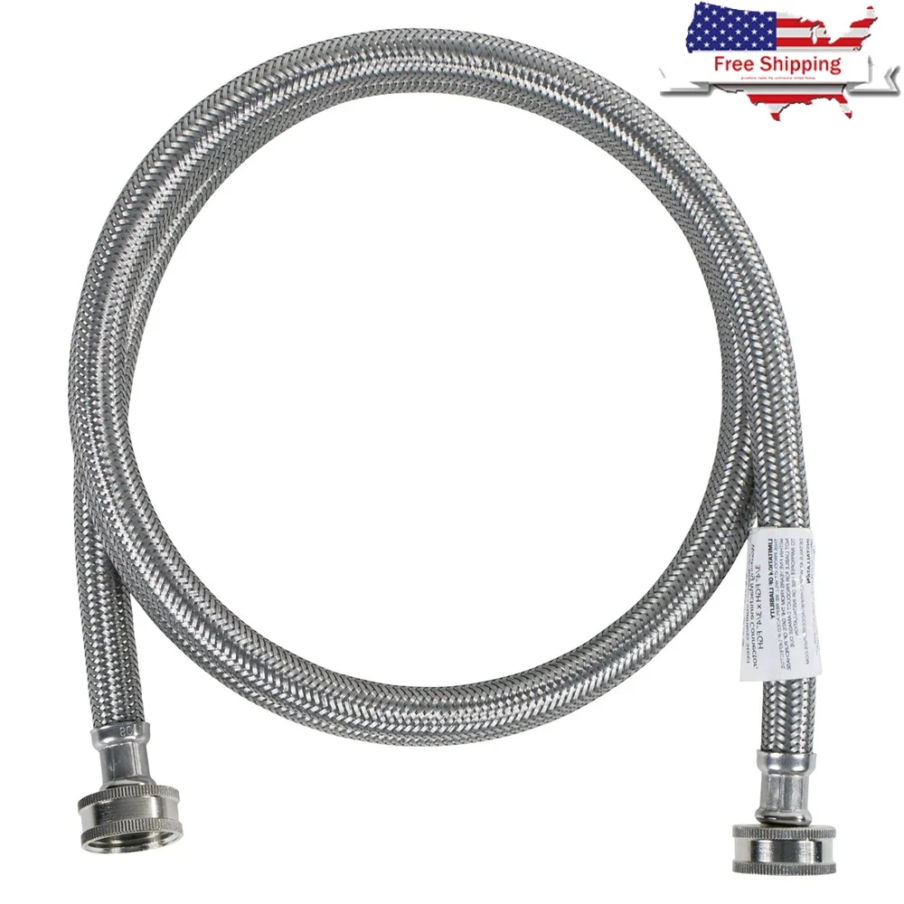 

Плетеный шланг для стиральной машины из нержавеющей стали, 6 футов, прочный, гибкий, устойчивый к проколам, подача горячей и холодной воды, простая установка, в комплект входит