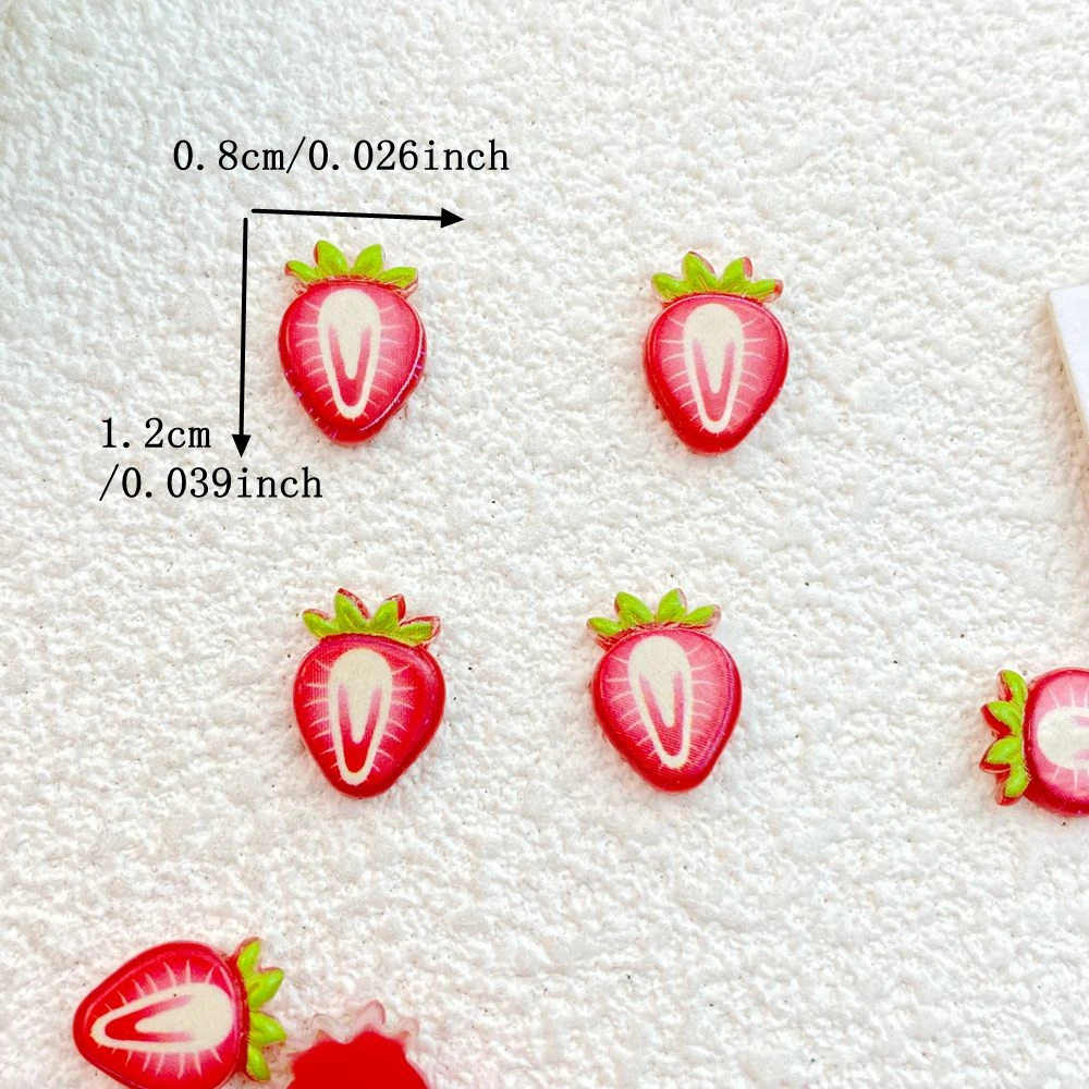 50Pcs New Cute Resin Mini Apple Strawberry Flat Back  Ornament Jewelry Making Manicure Hairwear Accessories