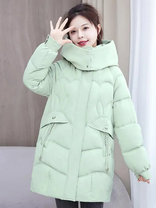 

Модная женская утепленная хлопковая куртка средней длины, свободного кроя, зимнее пальто, стеганая верхняя одежда для невысоких женщин