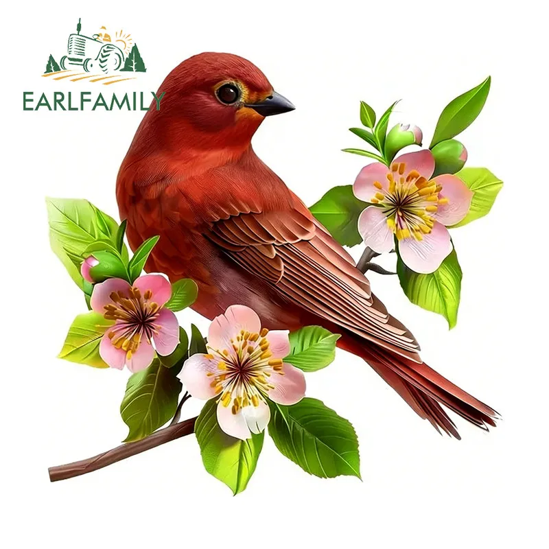 

EARLFAMILY Bird Flowers Car Stickers Campervan Surfboard Bumper Windows Truck Helmet Vinyl Decal Occlusion Scratch Car Styling