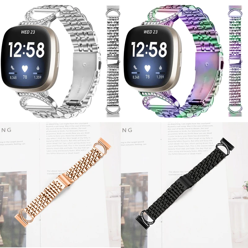 Metal Watch Bands for Fitbit Versa4/Sense 2/Versa3/Sense Stainless Steel Replacement Strap for Versa 3/Versa 4 Wristband Bracele