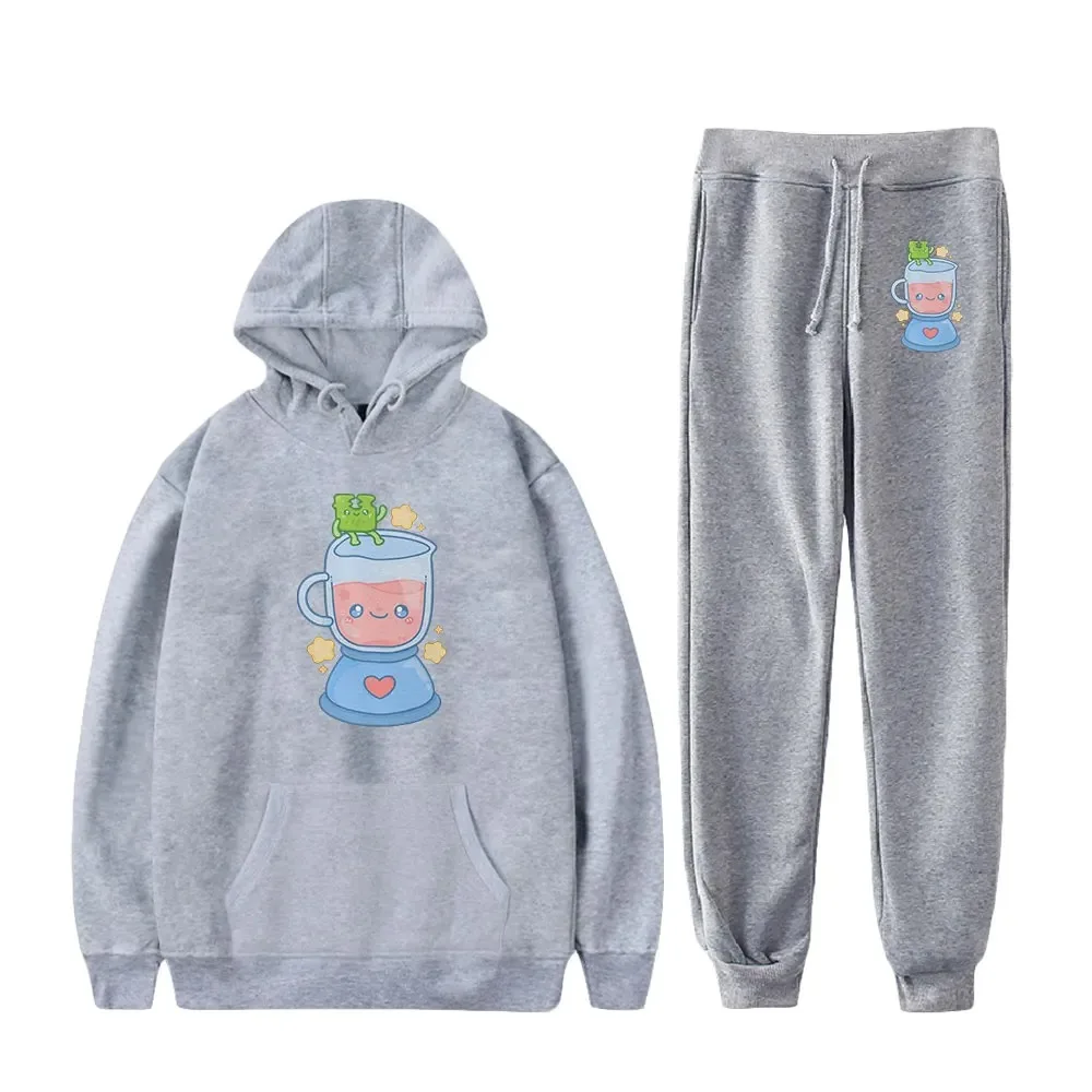 Froggycrossing merch hoodie jogger calças duas peças conjunto moletom + moletom 2024 harajuku streetwear masculino feminino