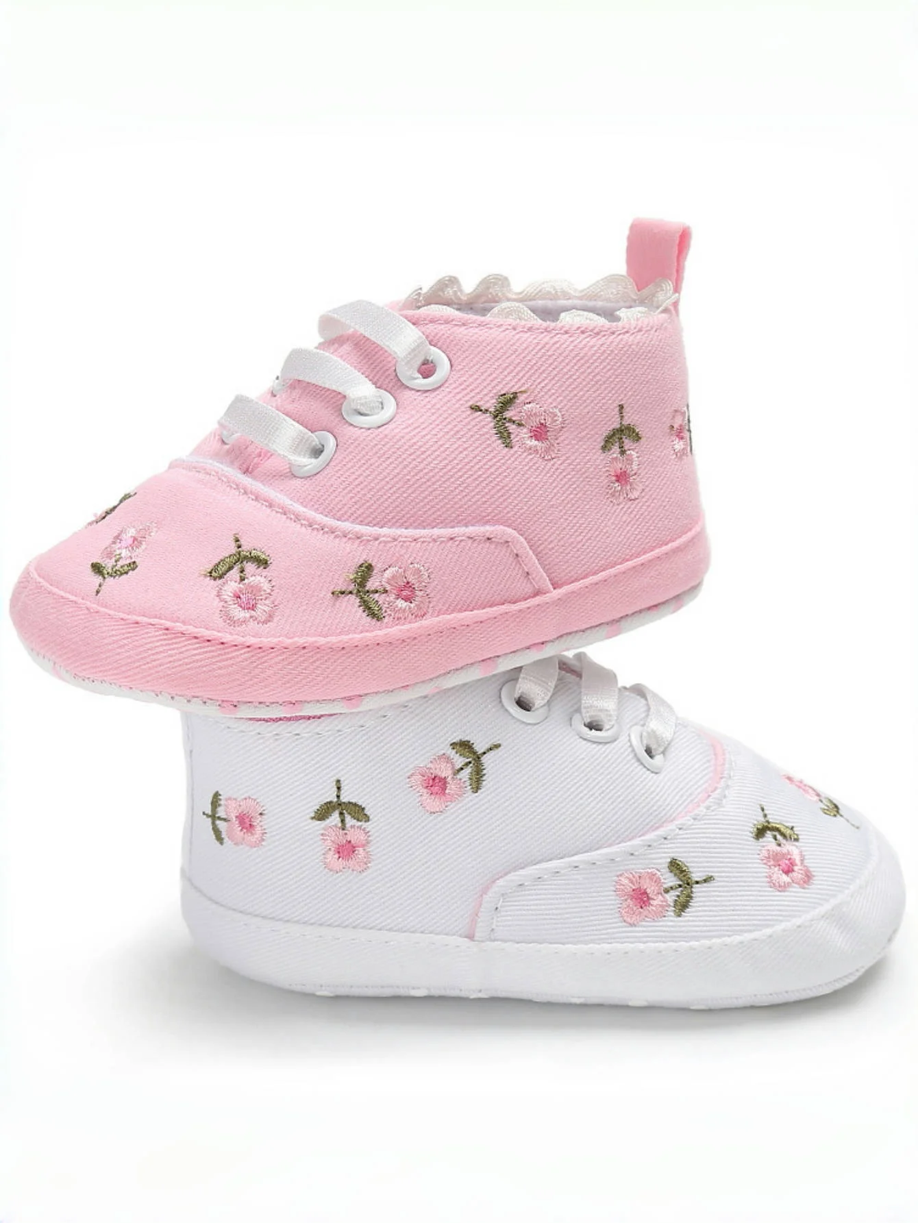 Yibubu scarpe da bambino scarpe di tela per neonati floreali ricamate morbide e comode First Walkers Sneakers da esterno per neonati