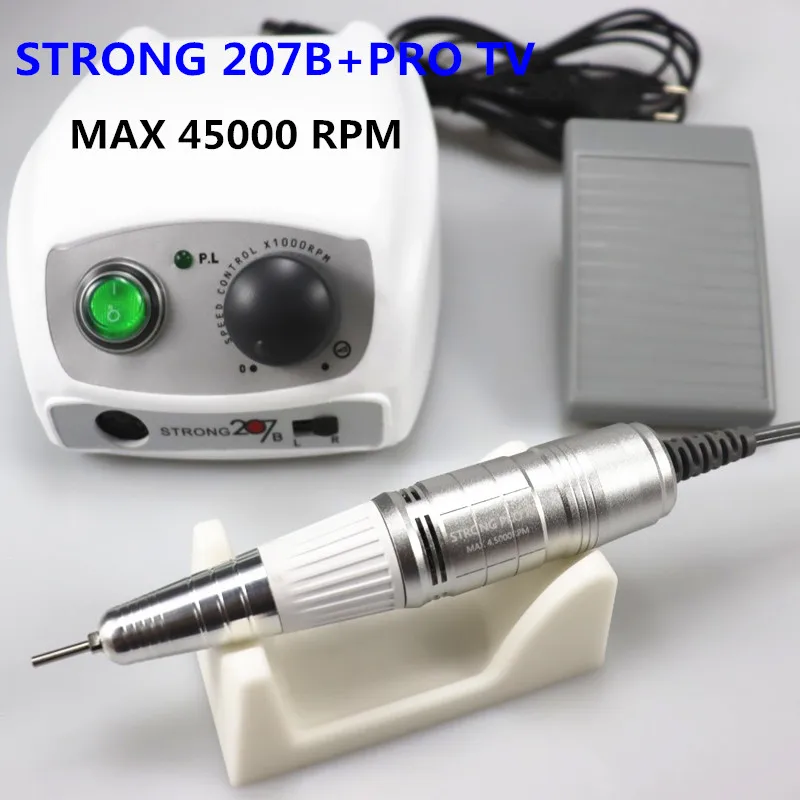 

45000Rpm Electric Nail Drill Strong 207B 65W Manicure Machine Pedicure Kit Strong Nails Tools Handpiece Nail File Equipment