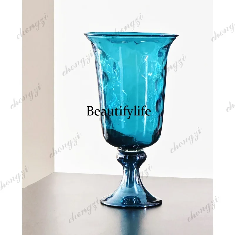 A95 Modern Light Luxury High Sense Living Room Entrance Wide Mouth Large Vase Flower Art Decorative Ornament