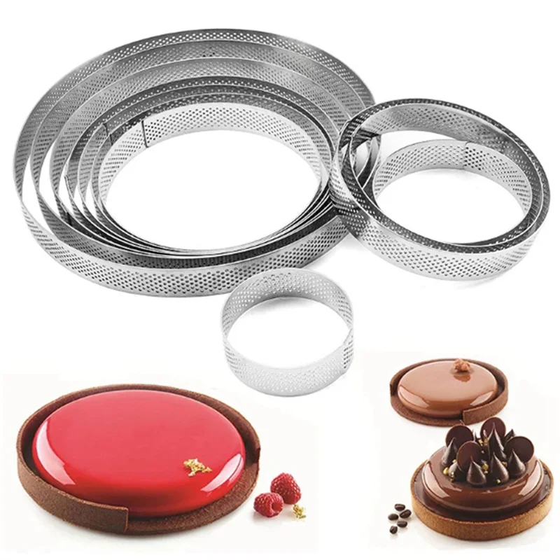 Molde para tarta de acero inoxidable, anillo para tartaletas, moldes para Mousse, galletas, pastelería, cortador circular, herramienta perforada para hornear, nuevo