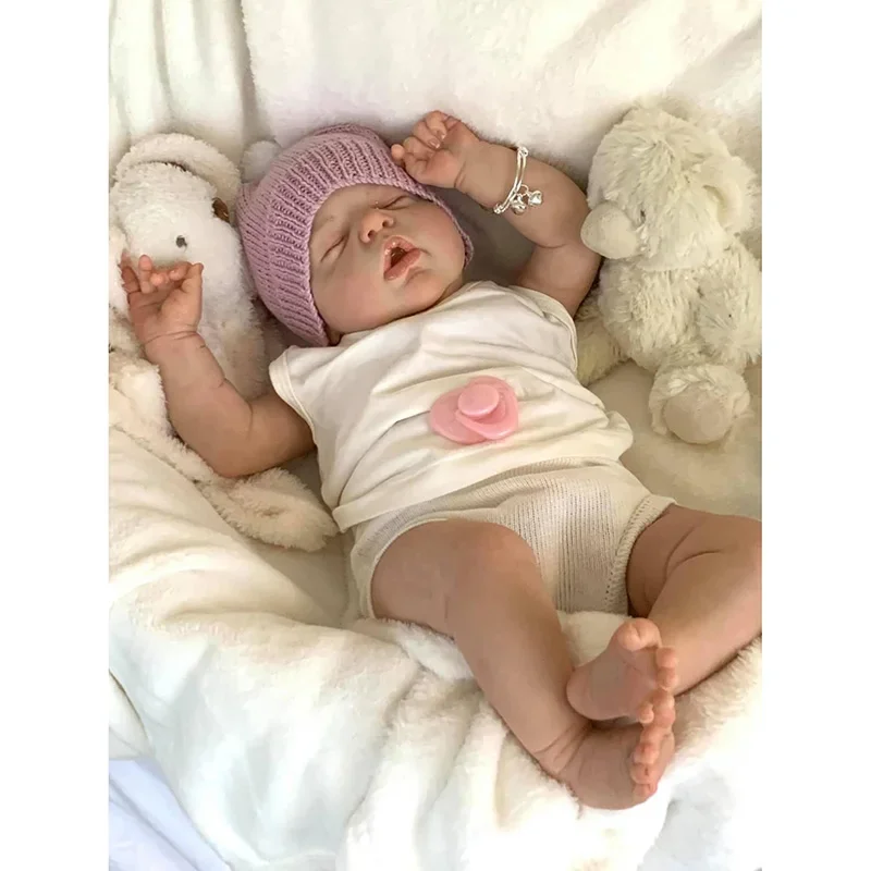 48CM Sleeping Doll Alexis Lifelike Bebe Reborn Dolls Cotton Body 3D Skin Multiple Layers Painting Visible Veins