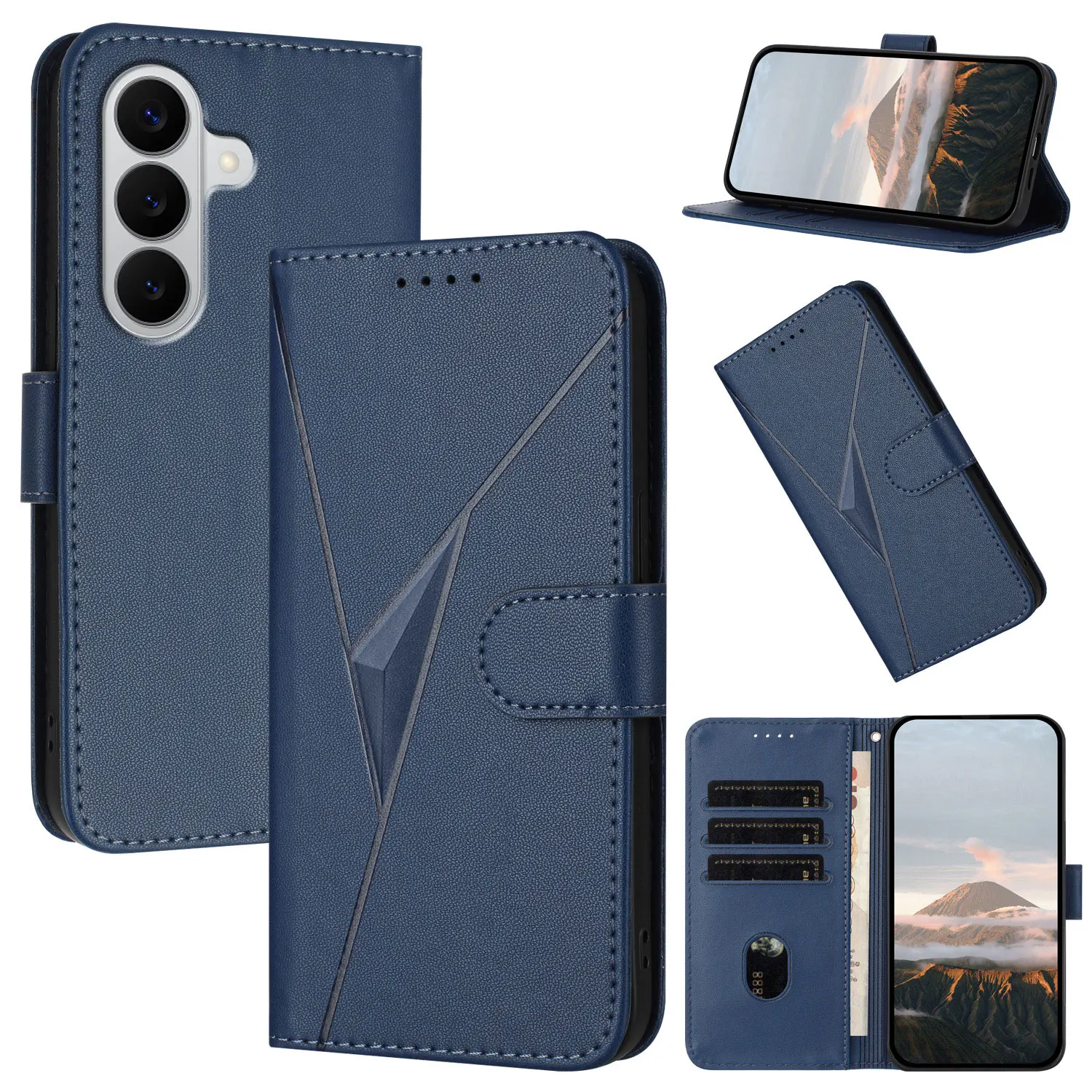 Solid Color Leather Flip Wallet Case for Samsung Galaxy A27 A57 A37 A17 A07 A56 A36 5G Book Card Slots Holder Phone Cover Fundas