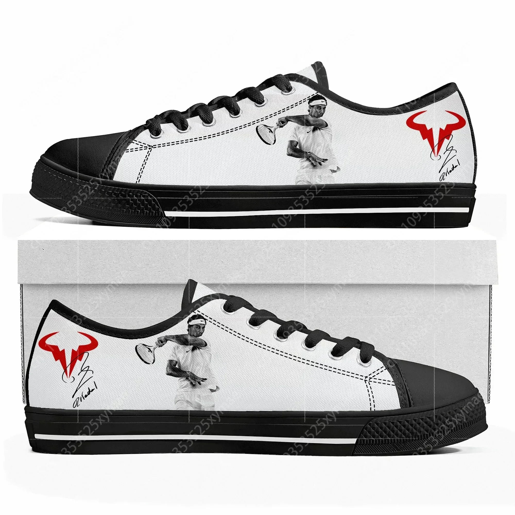 Rafael Nadal Tennis Player Low Top Sneakers Mens Womens Teenager Canvas Sneaker Lightweight Casual Custom Made Shoes Couple Shoe