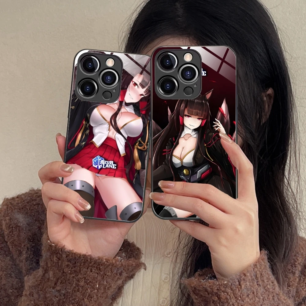 Azur Lane Akagi Mobile Cell Phone Case for iPhone 15 14 13 12 11 X XR XS 8 Pro Max Plus Mini PC Glass Phone Cover Shell