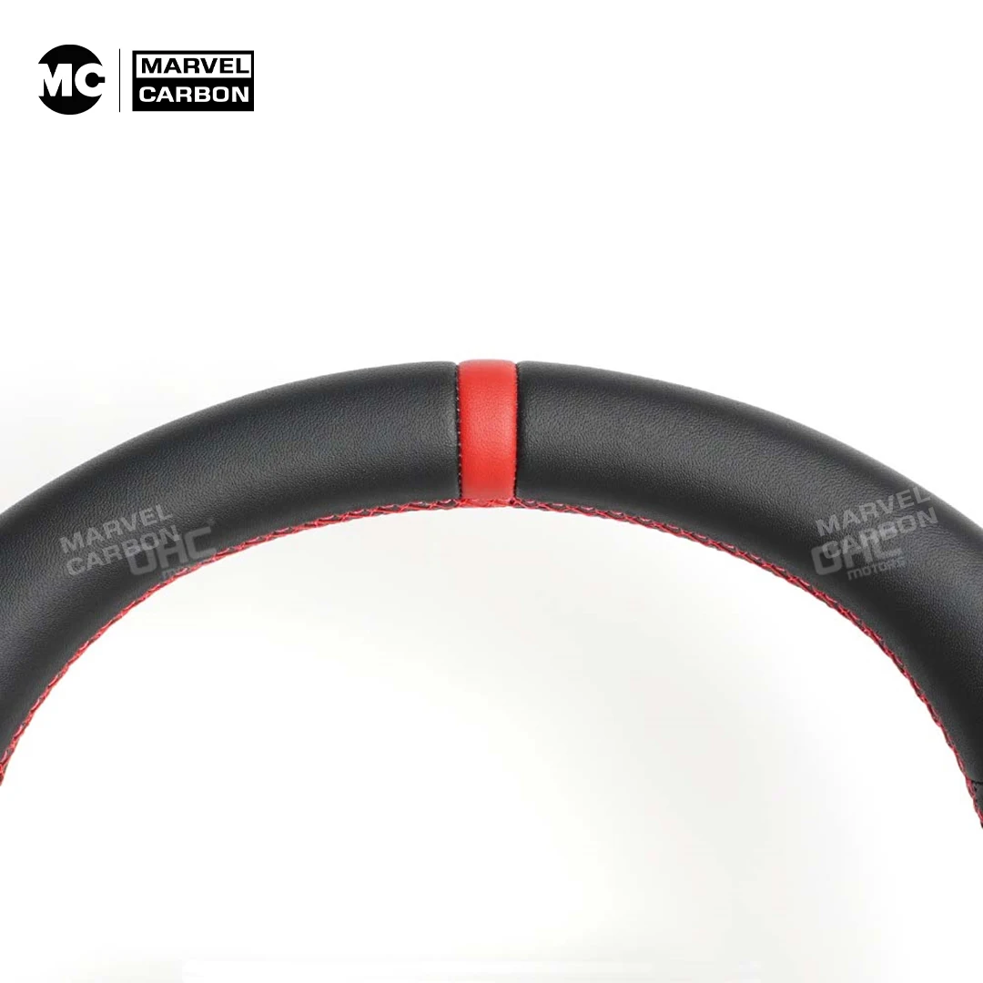For Nissan 370Z 2008-2019 Racing Wheel Full Leather Steering Wheel Red Stitching