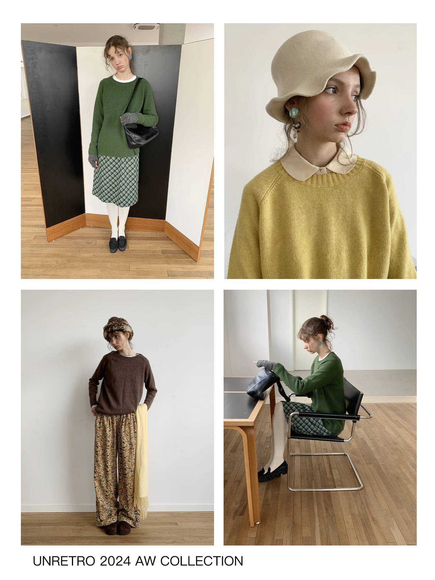 

UNRETRO женский шерстяной круглый трикотаж, базовый свитер, уличный свободный крой, длинный свек, осень-зима