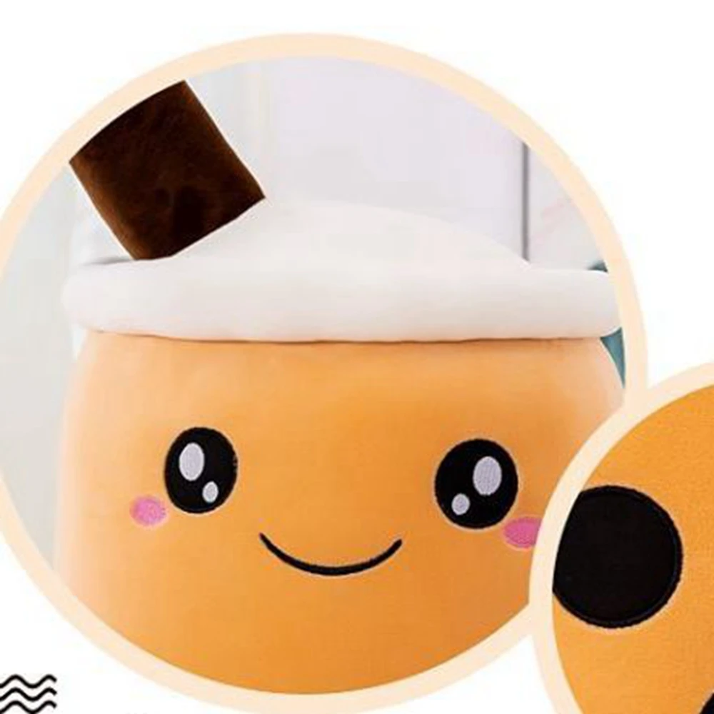 Creative Net Red Milk Tea Pillow Plush Toy Kawaii Expression Bubble Tea Habit Soft Bag Sleeping Pillow Festival Gifts For Child