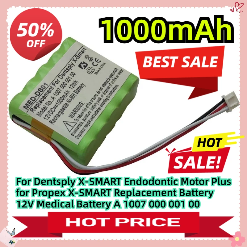 

For Dentsply X-SMART Endodontic Motor Plus for Propex X-SMART Replacement Battery 12V 1000mAh Medical Battery A 1007 000 001 00