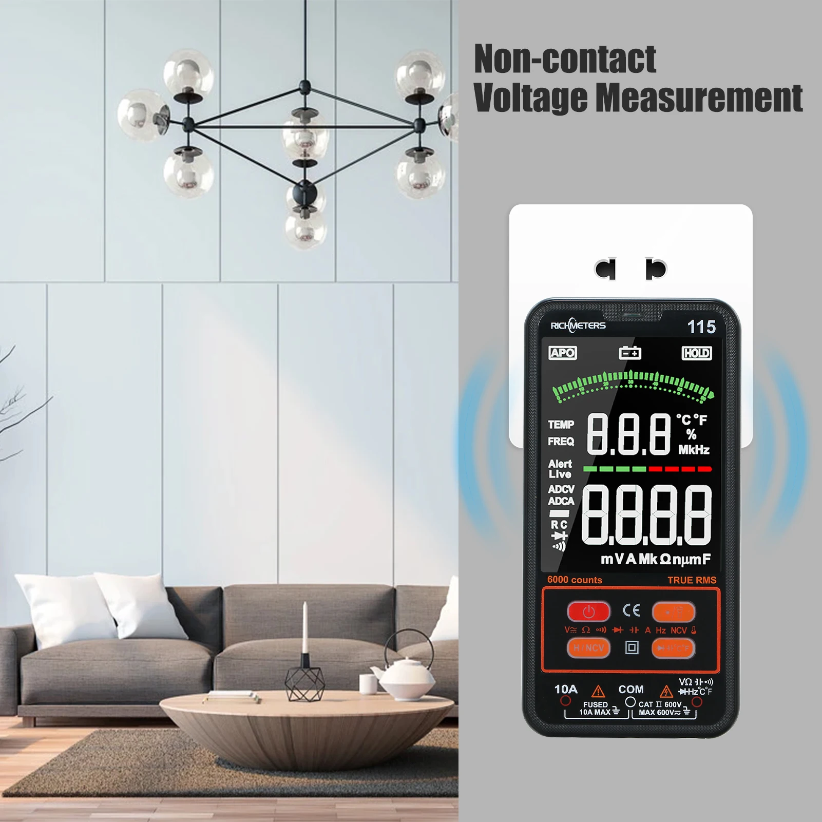 Digital Multimeter 6000 Counts Professional Tester AC/DC Current Voltage Auto-Ranging