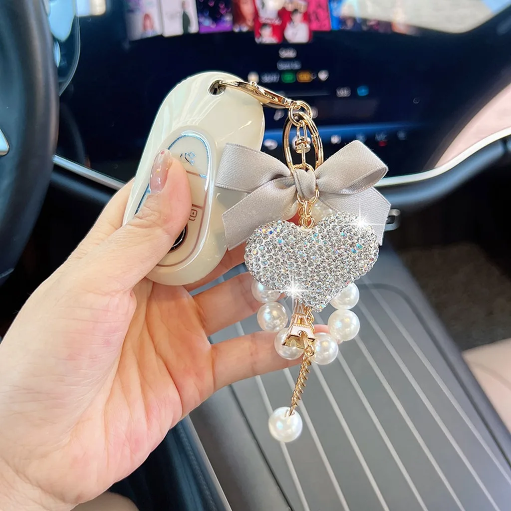 Heart Pendant Key Chain Delicate Bowknot Key Chain Korean Key Chain Korean For Purse Party Gift Crossbody Bag