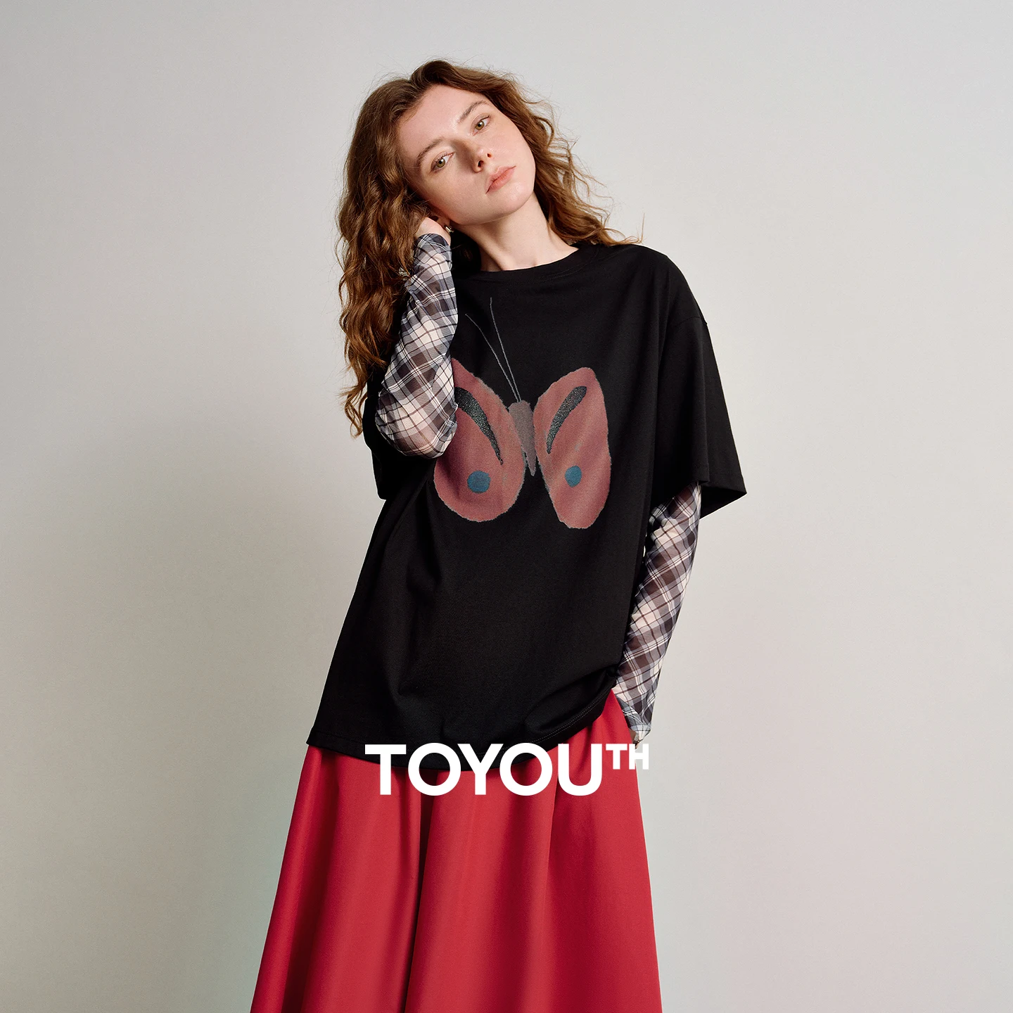 TOYOUTH Women Antibacterial T-Shirts 2026 Spring New Loose Drop Shoulder Fun Animal Printed Tops