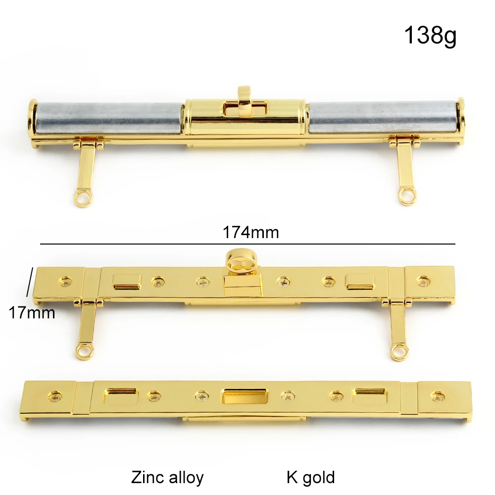 1/3/10PCS K gold 174x17mm Zylinder Rechteck Metall Twist Drehen Lock Für Handtasche taschen Griff Kuss Verschluss Schloss Ersetzen Zubehör