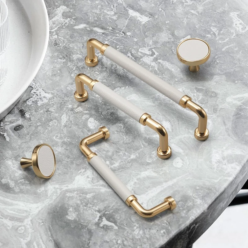 Nordic Light‑Luxury Genuine Leather Cabinet Pull Handle Minimalist Soft Leather Knob For Wardrobe Tatami Drawer Cupboard Door