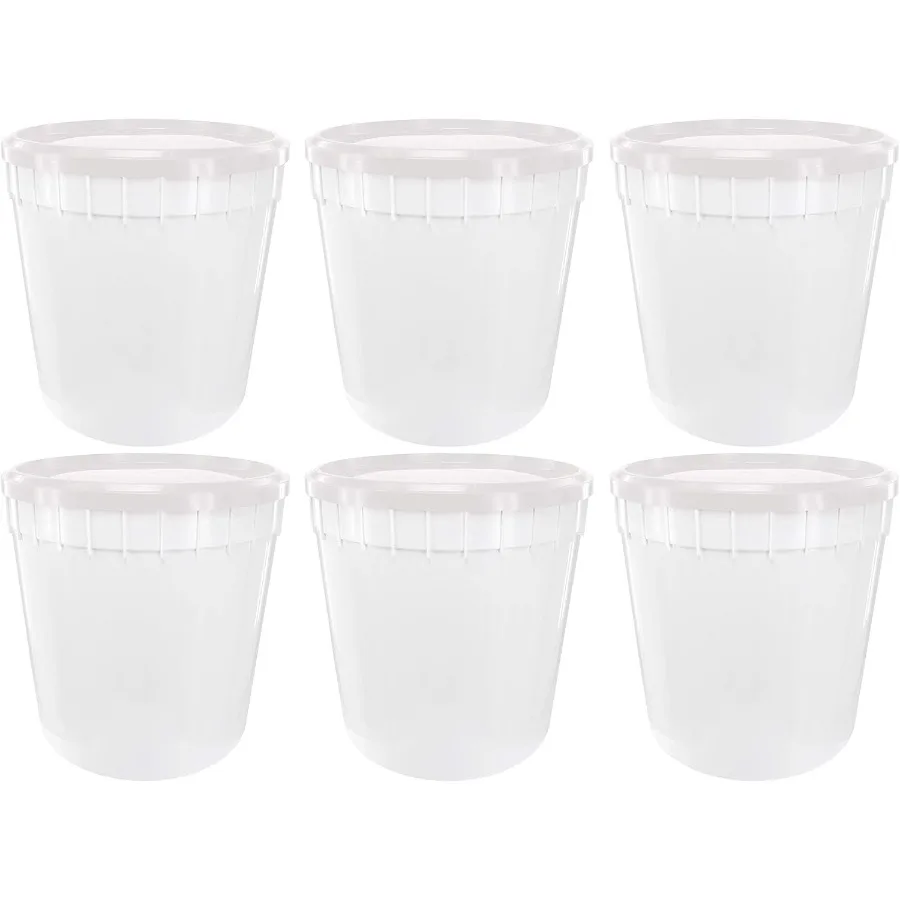 

White 2.5 Gallon Ice Cream Tub with Lid 6 Pack
