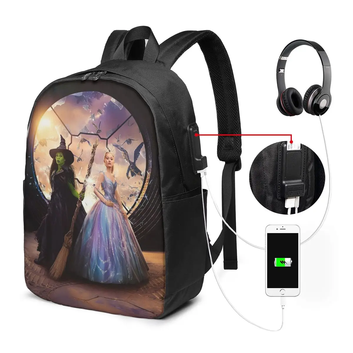 Elphaba And Glinda Wicked The Musical Backpack Travel Notebook Bag Computer College Student School Bag Laptop Shoulder Bags
