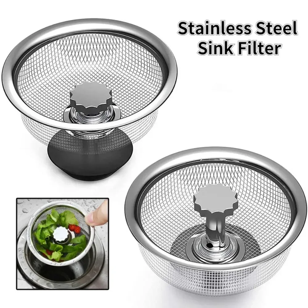 Universal Sink Strainer Odor Proof Cover Waste Drainer Sink Filter Screen Water Sink Plug Stainless Steel Floor Drain Net Cover