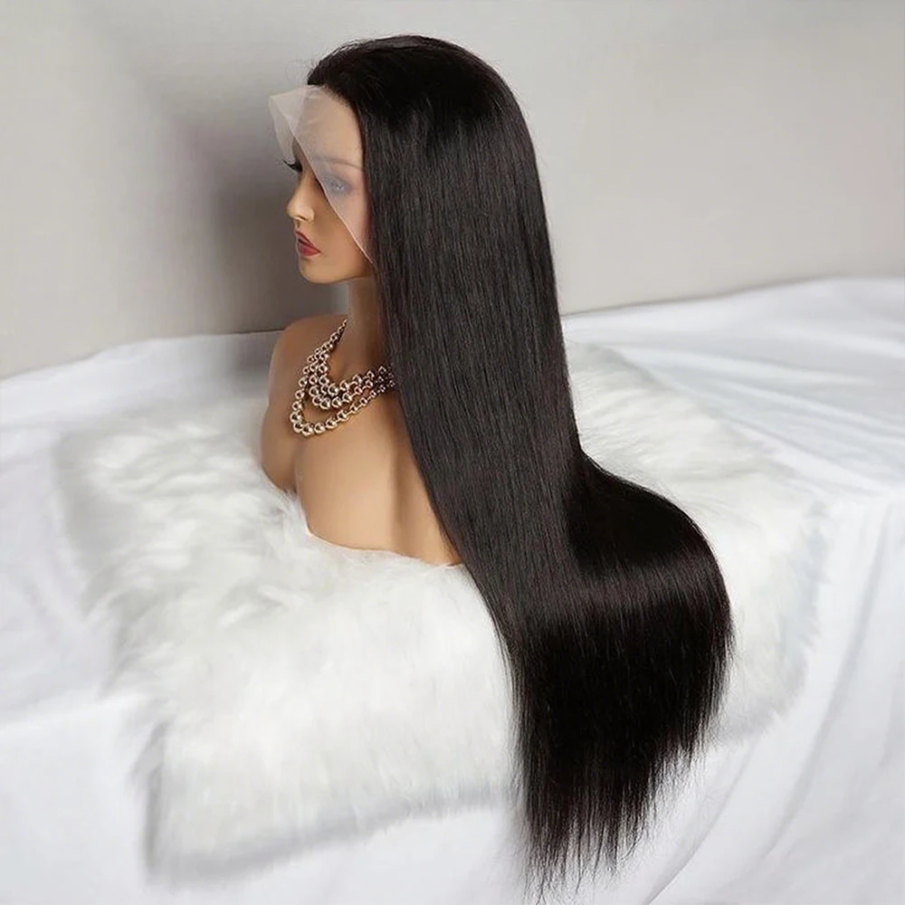 

40-дюймовый прямой парик фронтальной части шнурка Hd 13x6 13x4 Натуральный черный костяной прямой парик фронта шнурка Бразильские парики из человеческих волос предварительно выщипанные