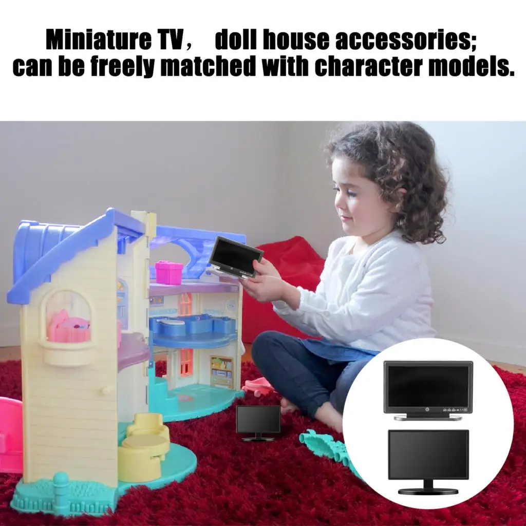 1:12 Doll House TV Remote Control Simulation Miniature Furniture Dollhouse Living Room Decor Television gift for girl and boy