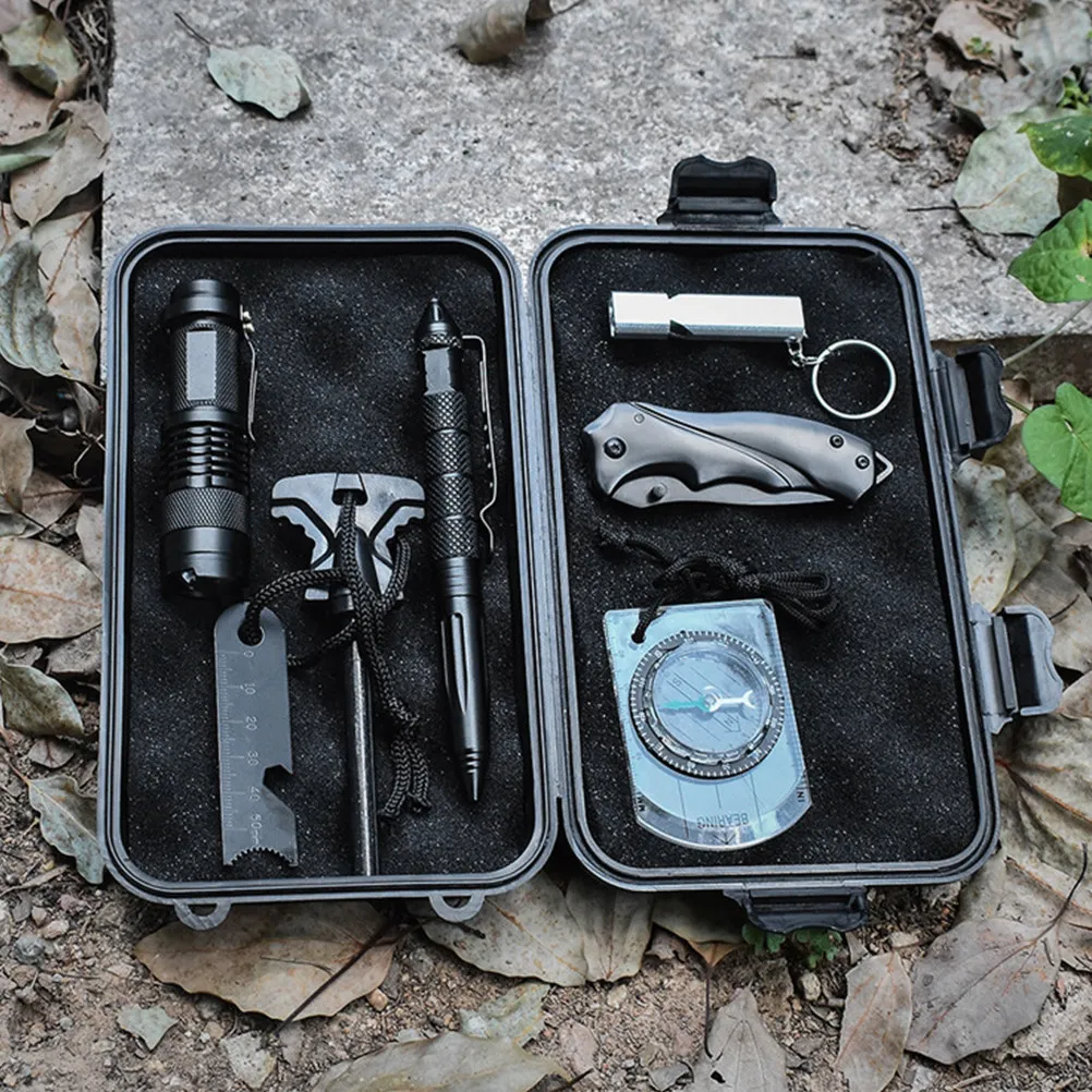 

2Pcs Survival Storage Box Lightweight Sealed Shockproof Solid Outdoor Storage Organizer Case for Camping Hiking Field Survival