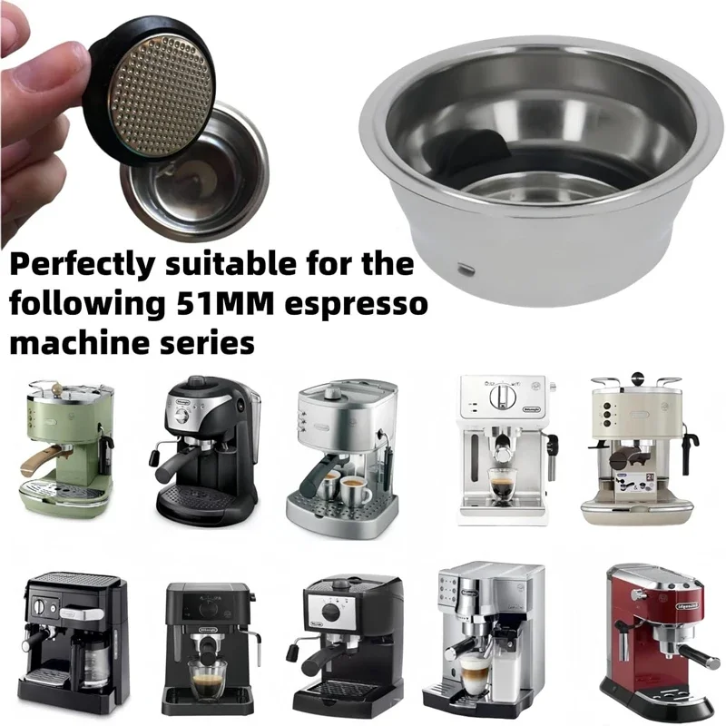 51mm 1Cup 2Cup Pressurized Filter Basket ESE Pod Filter Basket for Delonghi EC680 EC685 ECP35.31 ECF01 Coffee Machine