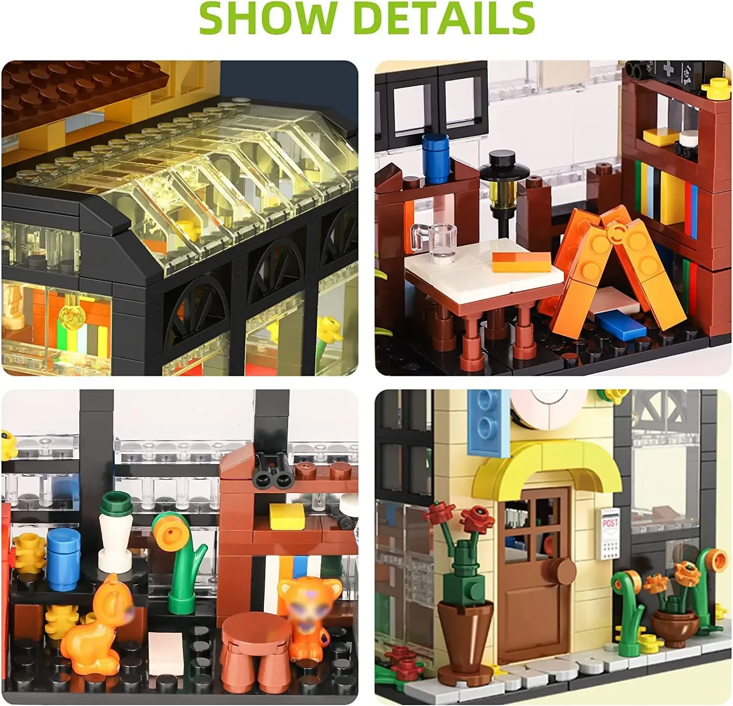 Blocs de construction créatifs, Bouquet de fleurs, magasin, maison, vue sur la ville, café, Puzzle, briques, jouets pour enfants, cadeaux