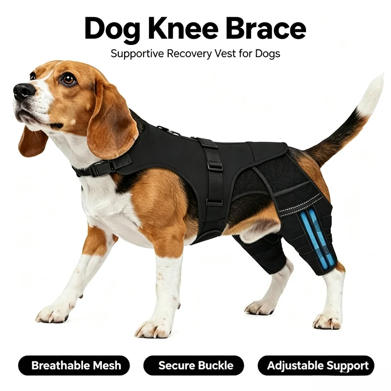 Dog Knee Braces Dog Leg Brace for Torn Acl Arthrosis Support for Dogs Elbow Hygroma Protector Breatheable Fabric Stable Velcro