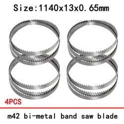 4pcs M42 Bi-Metall Bandsaw Blade 1140 Bi Metal Cutting Band Saw Blade 1140mm 13 0.65mm 6T6/10T 14T 8/12 TPI 10/14T 14/18TI 24TPI