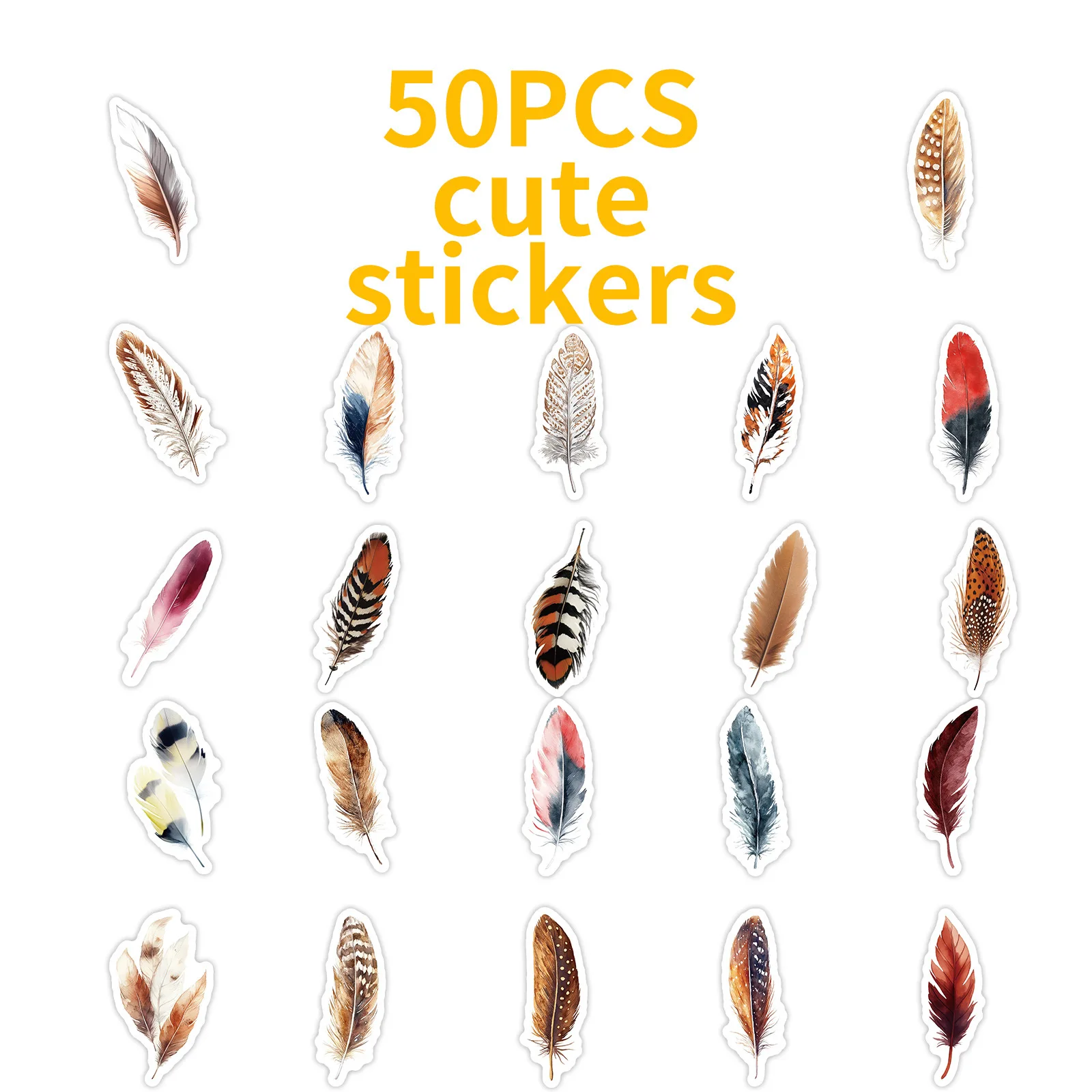 50PCS 꿈꾸는 깃털 낙서 스티커 장식 기타 노트북 수하물 DIY 방수 스티커