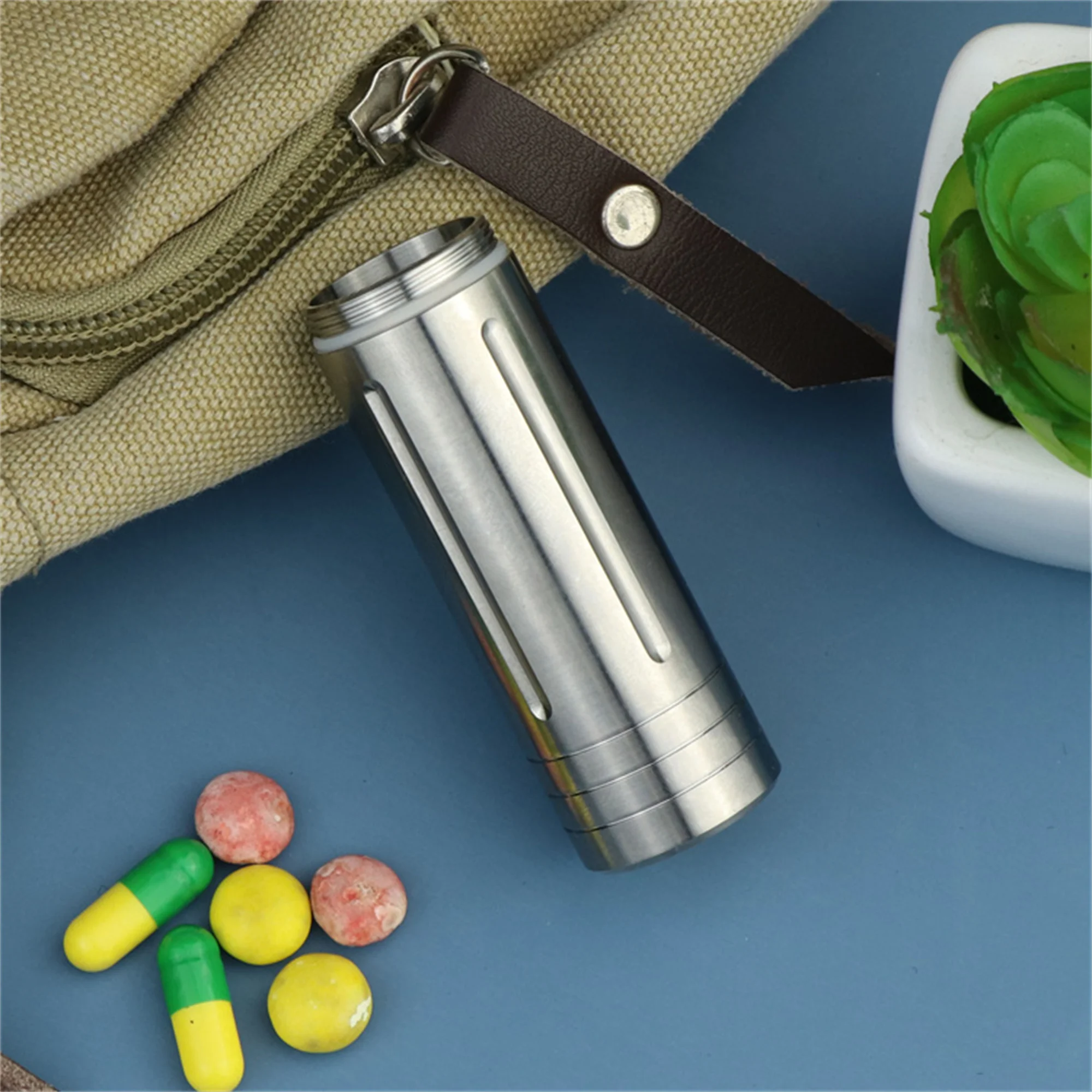 Titanium alloy Large capacity Portable Waterproof Compartment EDC Metal Sealed Small Pill Box Outdoor Travel Storage Jar