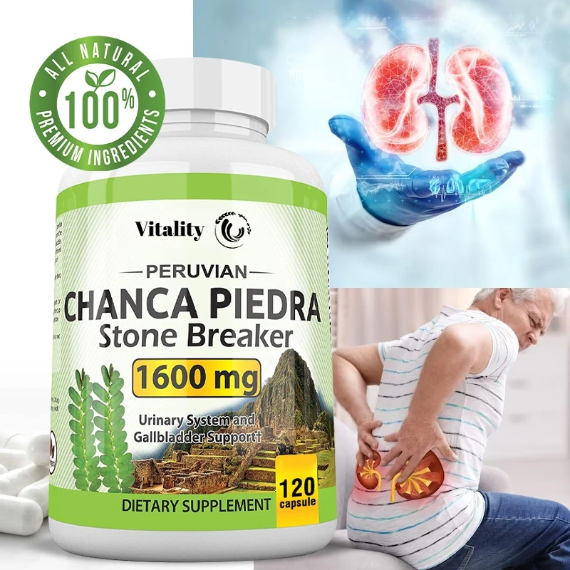 Cápsulas de Piedra de Chanca 1600 mg: trituración de piedras rales, soporte para el tracto urinario, sin gmo