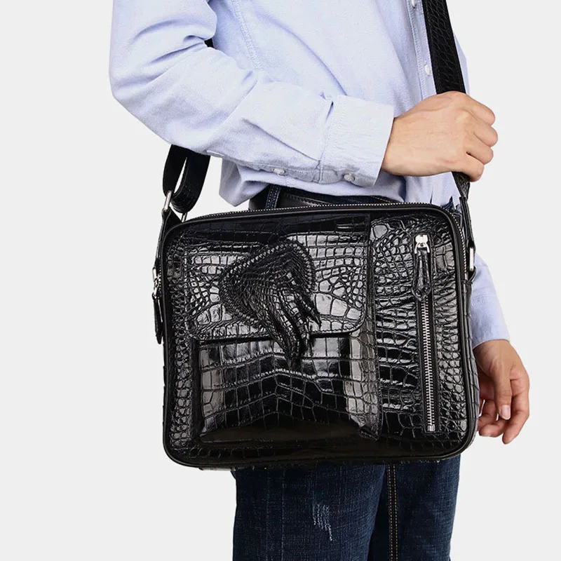 

Real leather Crocodile Leather Shoulder Bag Business Casual Crossbody Bag Men's Horizontal Postman Bag Large Capacity Men's Bag