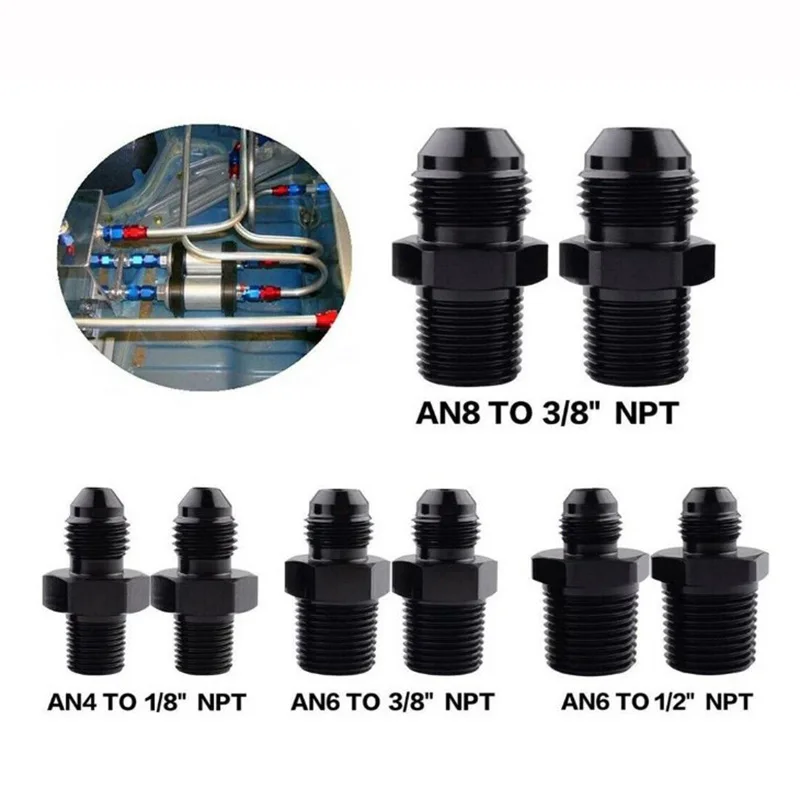 AN4 AN6 AN8 AN10 AN12 To 1/8 1/4 3/8 1/2 3/4 NPT Oil-cooled Adapter Universal Straight Fuel Hose Adapter Pipe Thread Fitting