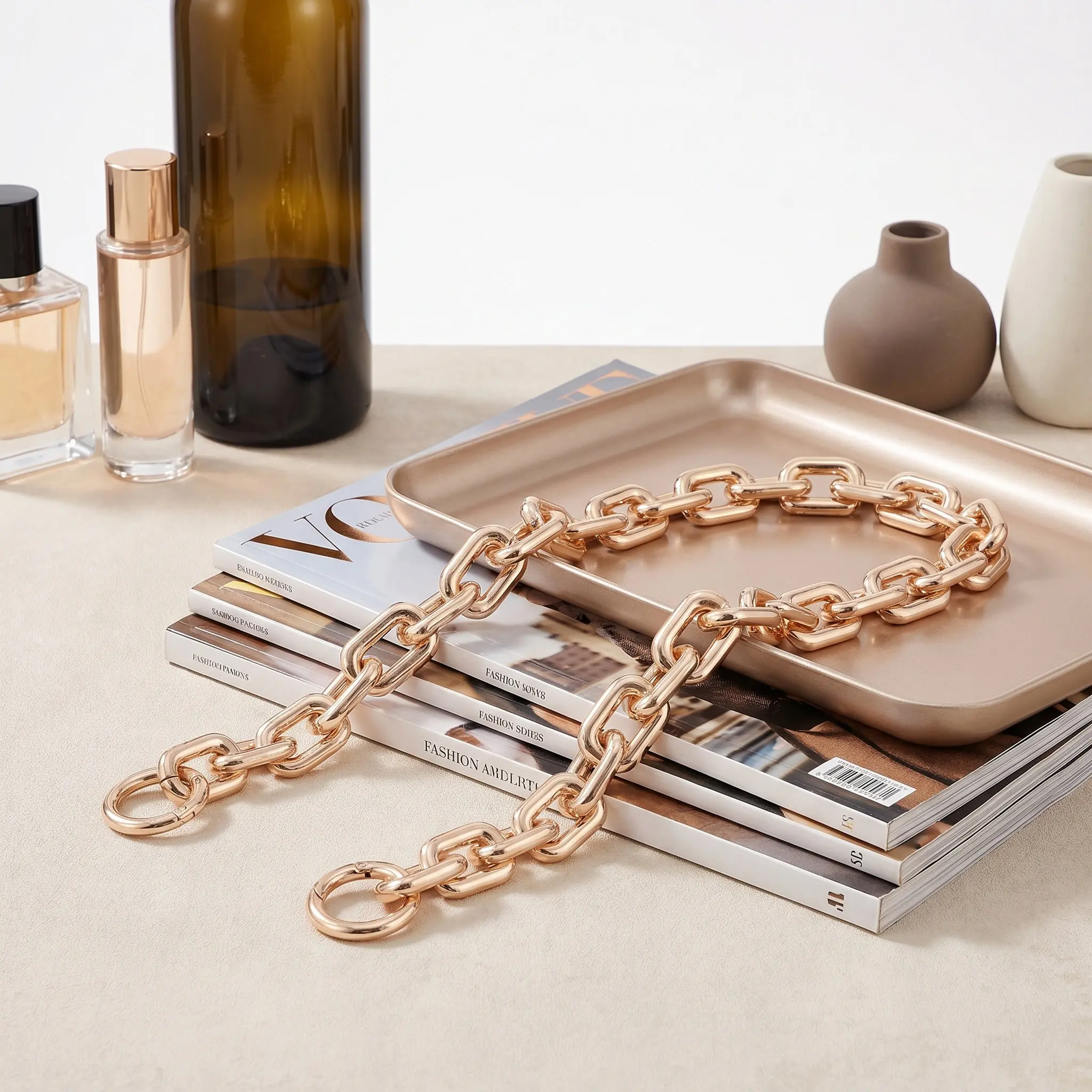 1Pcs Metal Short Purse Chain Strap Light Gold Bag Chain Shoulder Handbag Replacement Accessory Spring Clip