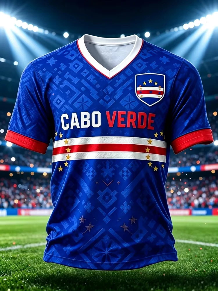 2026 Summer New Cape Verde Football Jersey Sports Men's Women's Short Sleeves 3D Printed T-shirt Breathable Top Family Kids Tees