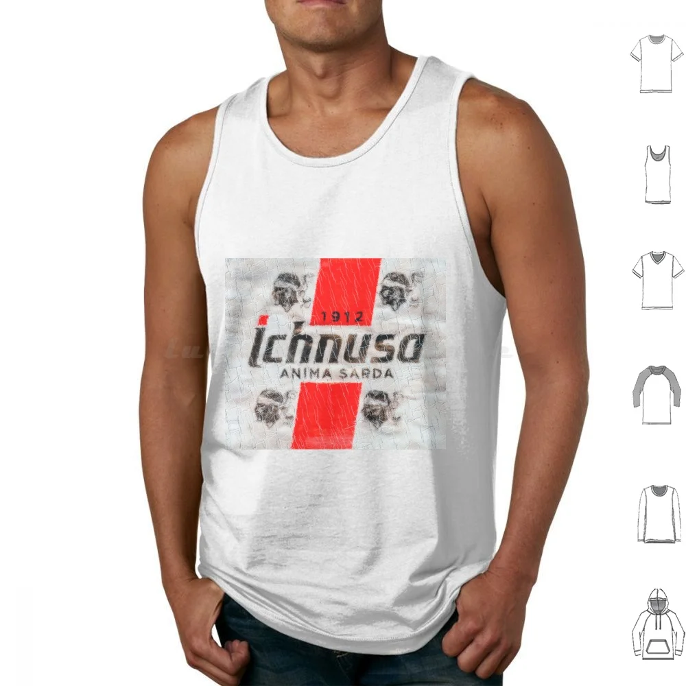 Ichnusa Beer Tank Tops Print Cotton Sardinia Italy Europe Flag Red White Label Head Black Pirate Four Ichnusa Anima